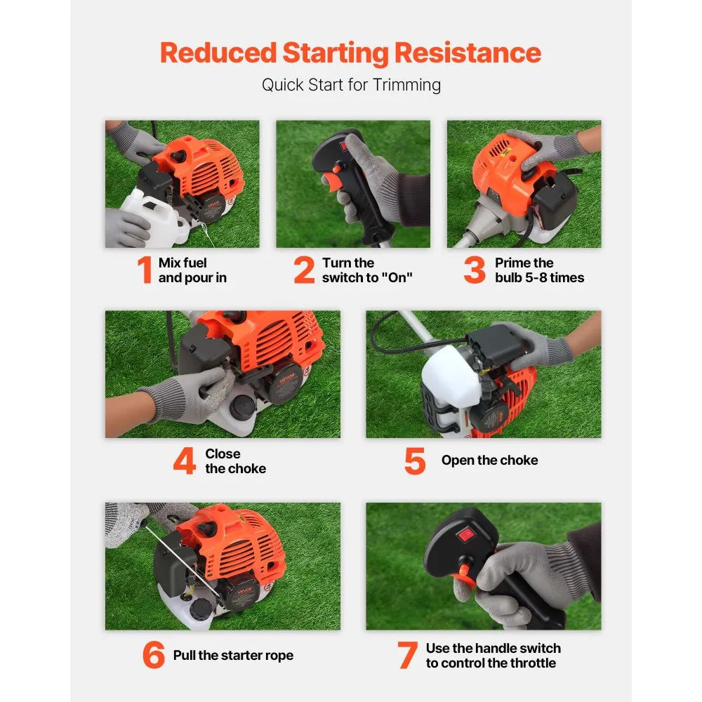 52cc Gas Powered String Trimmer & Brush Cutter with 17