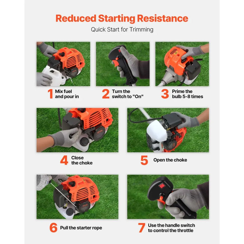 52cc Gas Powered String Trimmer & Brush Cutter with 17