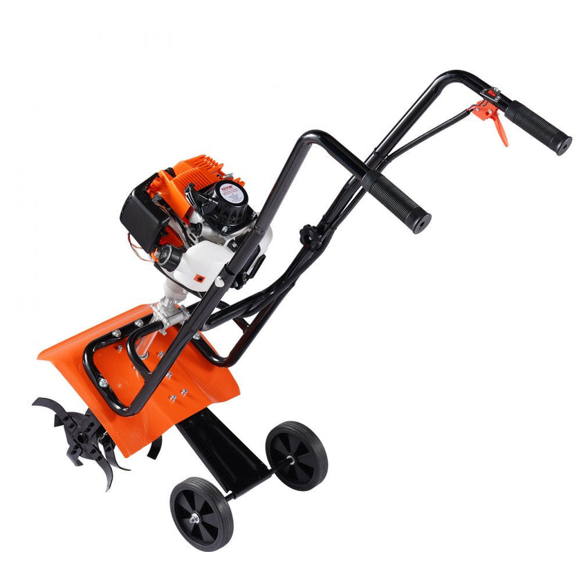 VEVOR Tiller Cultivator Gas Powered, 31CC 4-Stroke Garden Cultivator, Tiller with 4 Steel Adjustable Front Tines for Lawn, Garden and Field Soil Cultivation