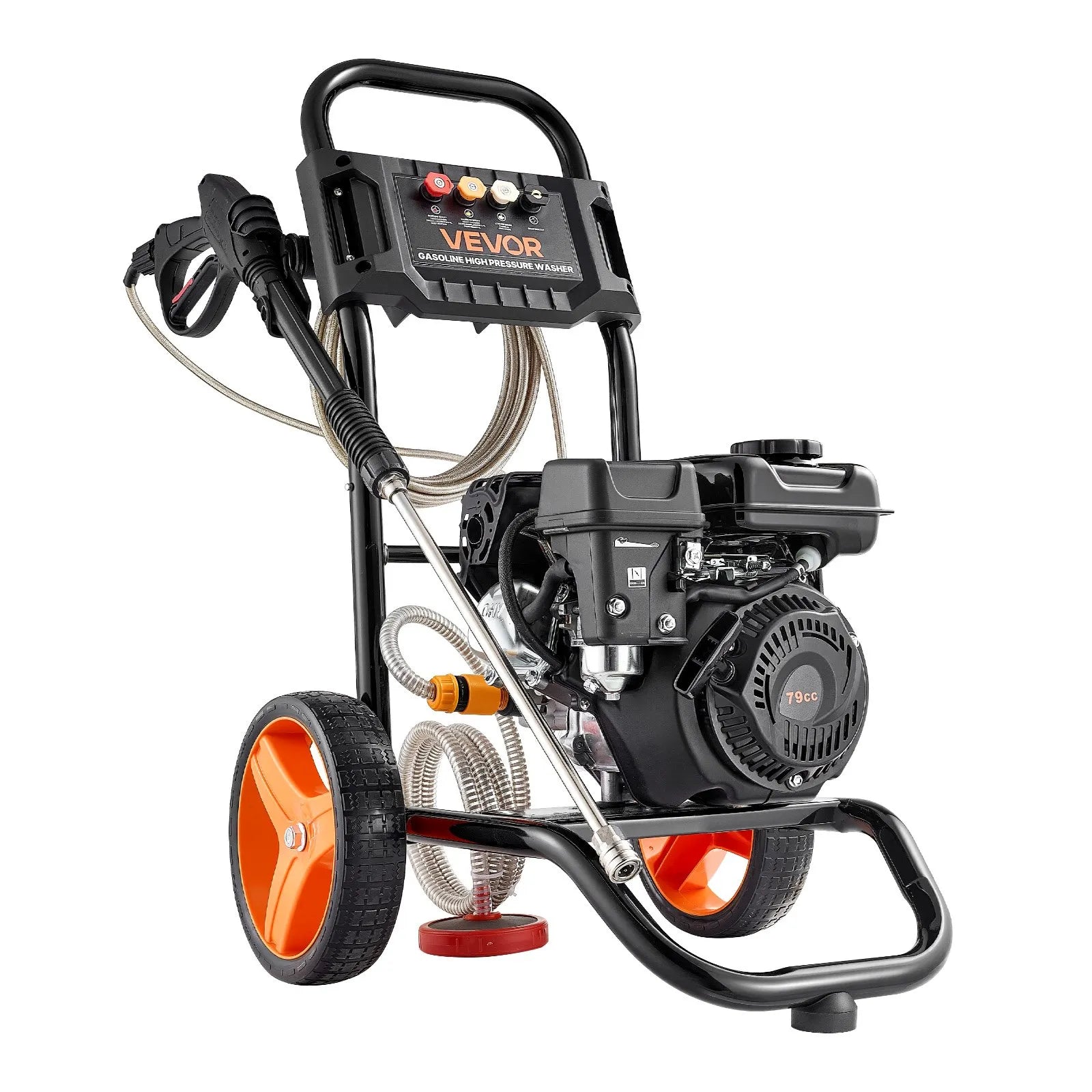 Gas Pressure Washer 2900 PSI 1.85 GPM, Aluminum Pump, 4 Nozzles, 26 ft Hose, Gas Powered Cleaner for Driveways, Cars & Patios