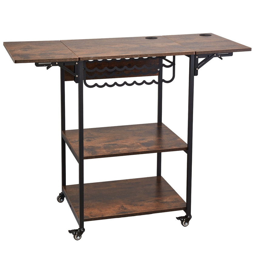 VEVOR Heat Press Table 3Tier Movable Heat Press Stand Foldable with Wheels Brown