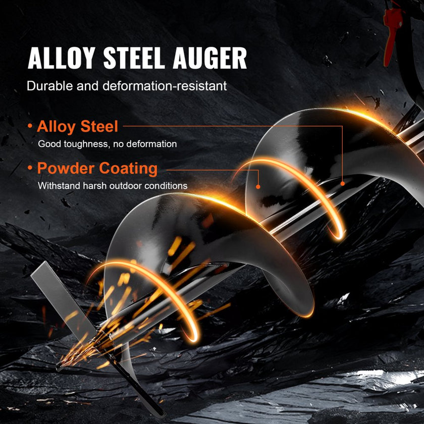 VEVOR Post Hole Digger, 52cc 1450W Auger Post Hole digger, Gas Powered Earth Digger with Two Earth Auger Drill Bit 6