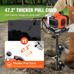 VEVOR Post Hole Digger, 52cc 1450W Auger Post Hole digger, Gas Powered Earth Digger with Two Earth Auger Drill Bit 6