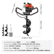 VEVOR Post Hole Digger, 52cc 1450W Auger Post Hole digger, Gas Powered Earth Digger with Two Earth Auger Drill Bit 6