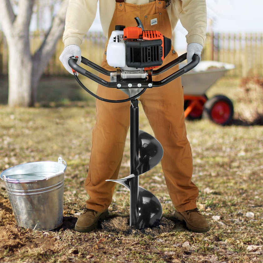 VEVOR Post Hole Digger, 52cc 1450W Auger Post Hole digger, Gas Powered Earth Digger with Two Earth Auger Drill Bit 6
