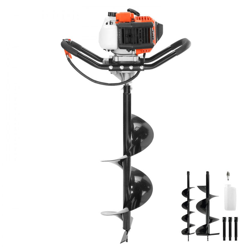 VEVOR Post Hole Digger, 52cc 1450W Auger Post Hole digger, Gas Powered Earth Digger with Two Earth Auger Drill Bit 6