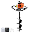 VEVOR Post Hole Digger Gas Powered, 63CC 2400W Earth Auger, Gas Auger with 8” Auger Drill Action Design Bits & 1 Extension Rod, Post Fence Hole Digger for Farmland Garden Plant, Orange+Black