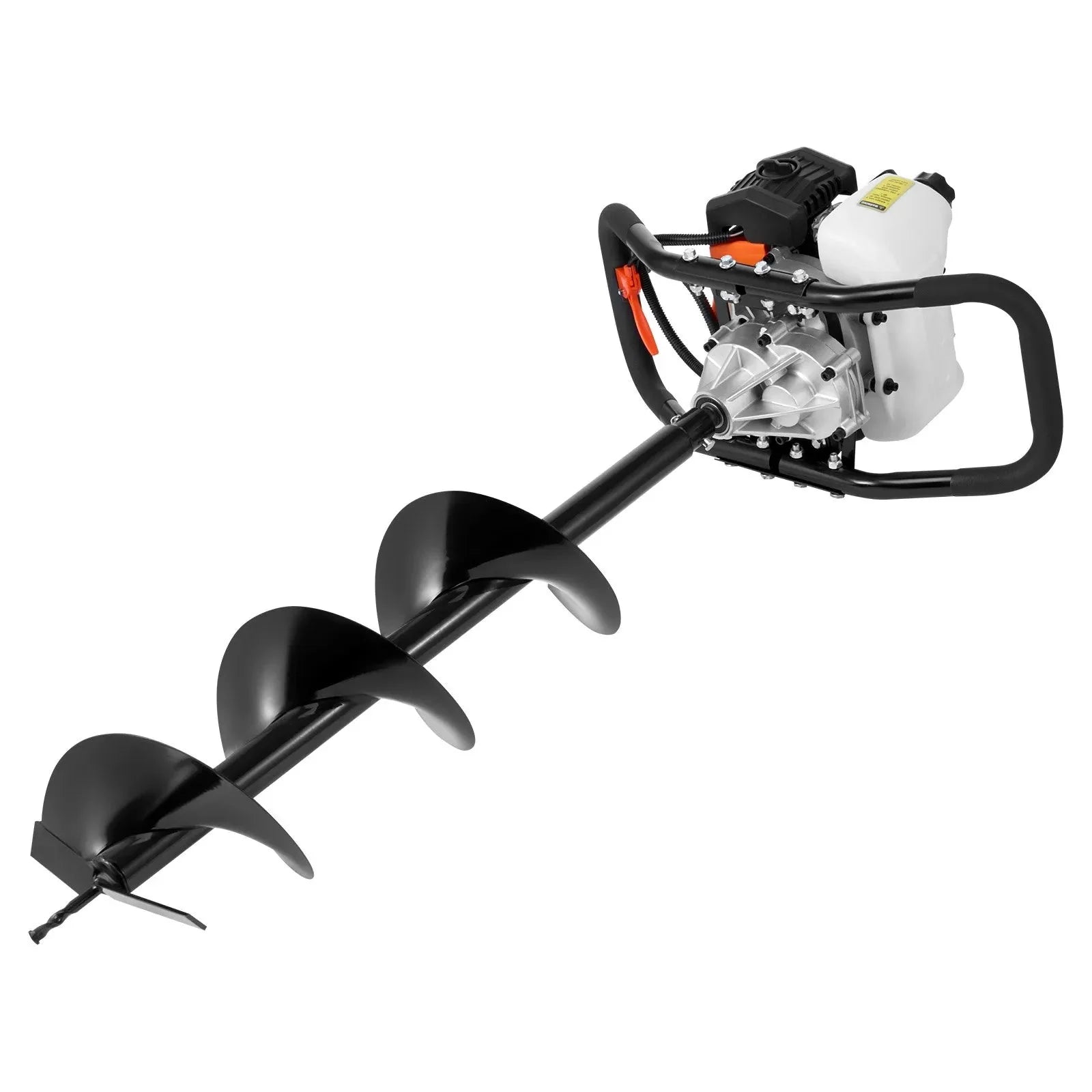 VEVOR Post Hole Digger Gas Powered, 63CC 2400W Earth Auger, Gas Auger with 8” Auger Drill Action Design Bits & 1 Extension Rod, Post Fence Hole Digger for Farmland Garden Plant, Orange+Black