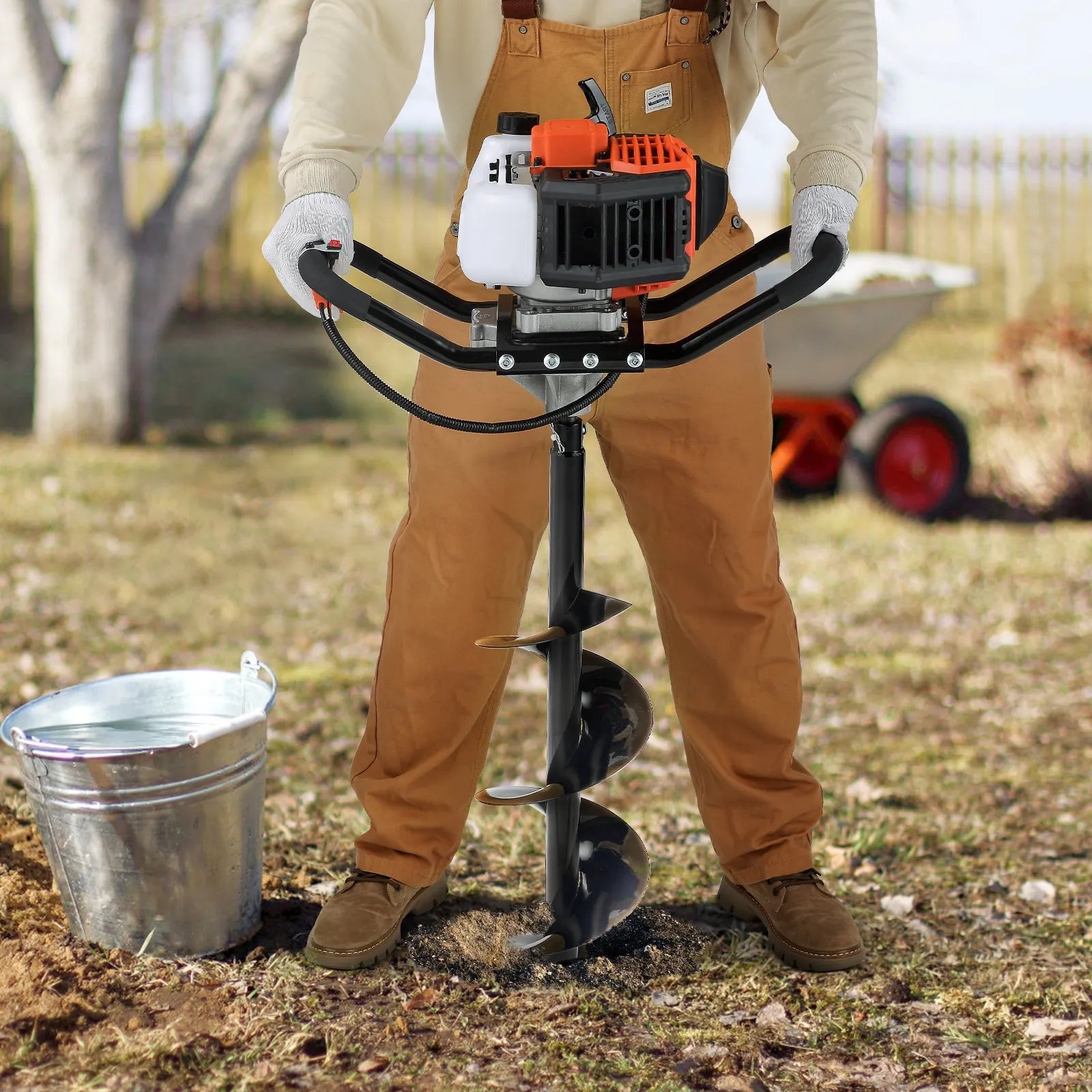 VEVOR Post Hole Digger, 43cc 1250W Auger Post Hole digger, Gas Powered Earth Digger with 8