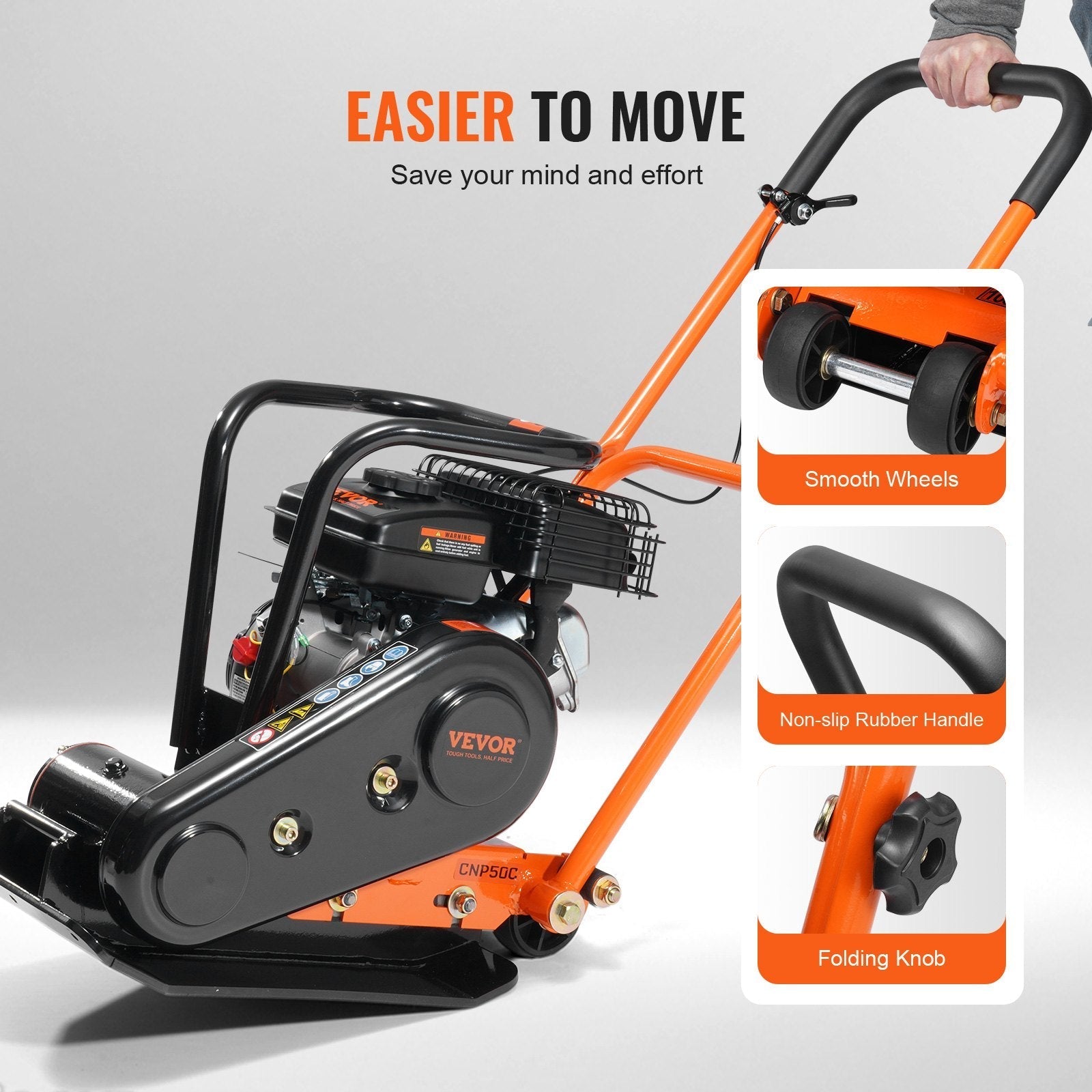 VEVOR Plate Compactor, 2.8 HP 78.5CC Gas Engine 5,250 VPM, 1,920 lbs Force Vibratory Compaction Tamper with 18.7 x 11.8 inch Plate for Walkways, Patios, Asphalts, Paver Landscaping