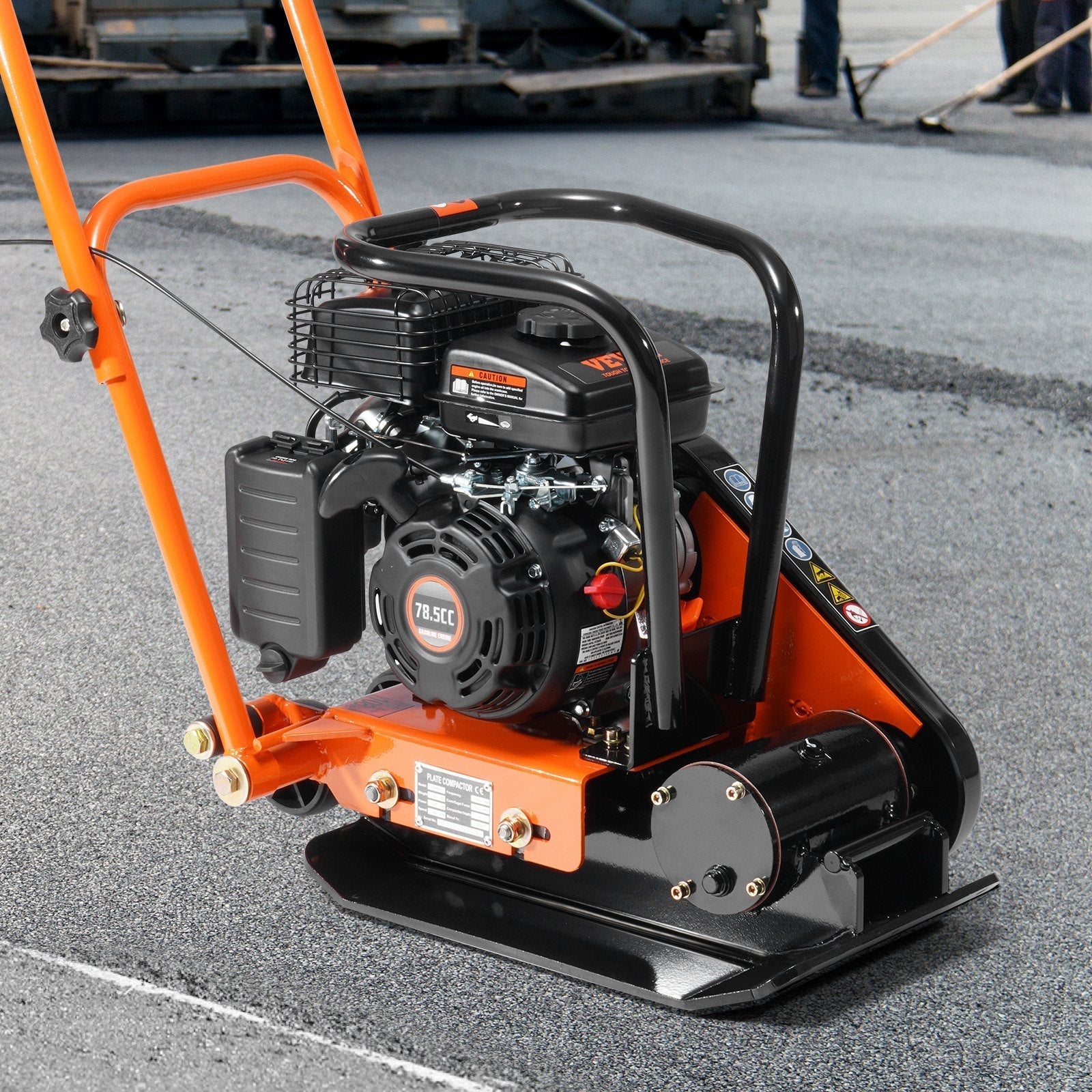 VEVOR Plate Compactor, 2.8 HP 78.5CC Gas Engine 5,250 VPM, 1,920 lbs Force Vibratory Compaction Tamper with 18.7 x 11.8 inch Plate for Walkways, Patios, Asphalts, Paver Landscaping