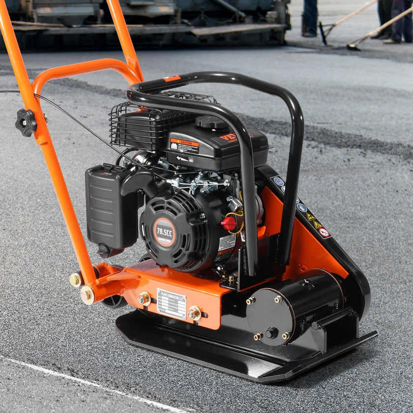 VEVOR Plate Compactor, 2.8 HP 78.5CC Gas Engine 5,250 VPM, 1,920 lbs Force Vibratory Compaction Tamper with 18.7 x 11.8 inch Plate for Walkways, Patios, Asphalts, Paver Landscaping