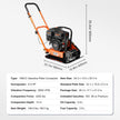 VEVOR Plate Compactor, 6.5 HP 196CC Gas Engine 5,600 VPM, 4,200 lbs Force Vibratory Compaction Tamper with 22.1 x 15.9 in Plate for Walkways, Patios, Asphalts, Paver Landscaping, EPA & CARB Compliant