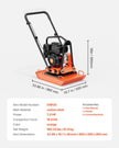 VEVOR Plate Compactor 7.0 HP Engine 432 sq. in Plate 5400 RPM Ground Compactor