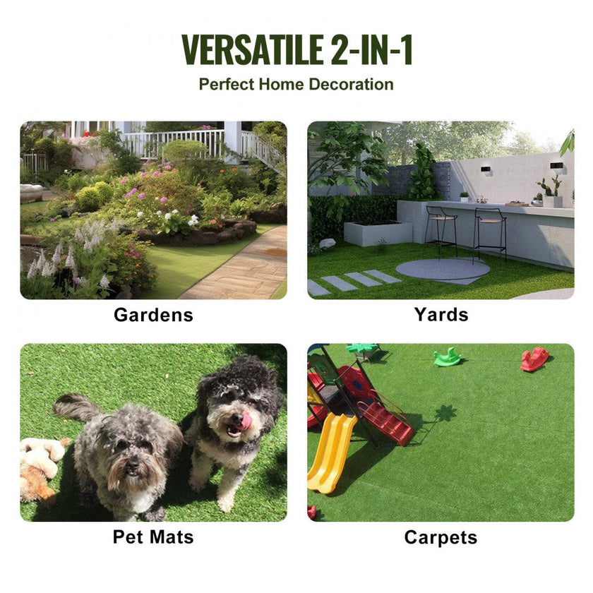 VEVOR Artifical Grass Tiles Interlocking Turf Deck Set, 18 Pack - 12