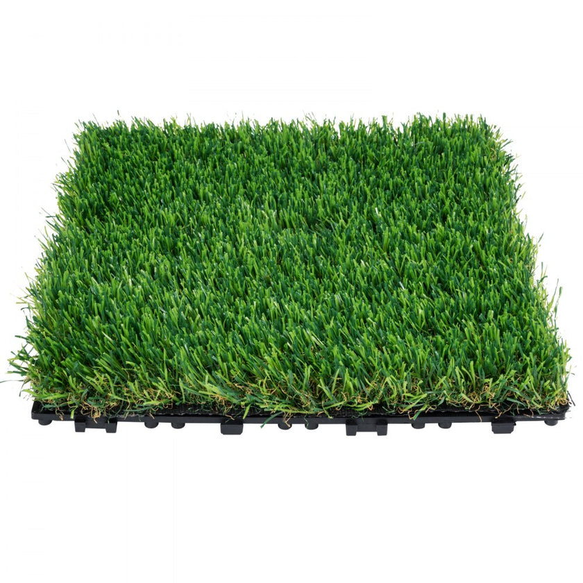 VEVOR Artifical Grass Tiles Interlocking Turf Deck Set, 18 Pack - 12