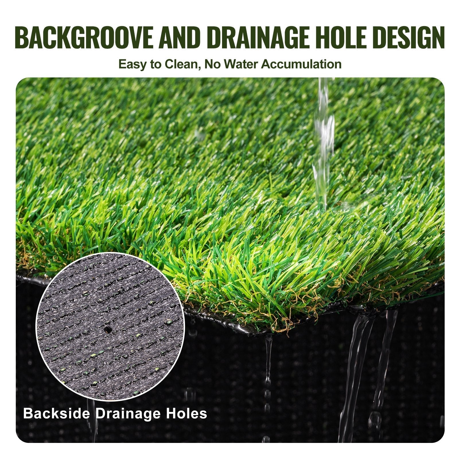 VEVOR Artifical Grass, 3 x 5 ft Rug Green Turf, 1.38