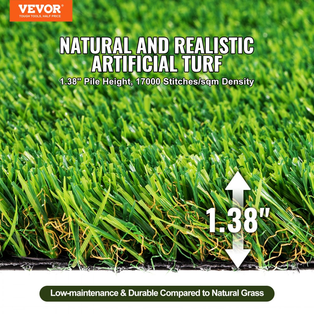 VEVOR Artifical Grass, 4 x 6 ft Rug Green Turf, 1.38