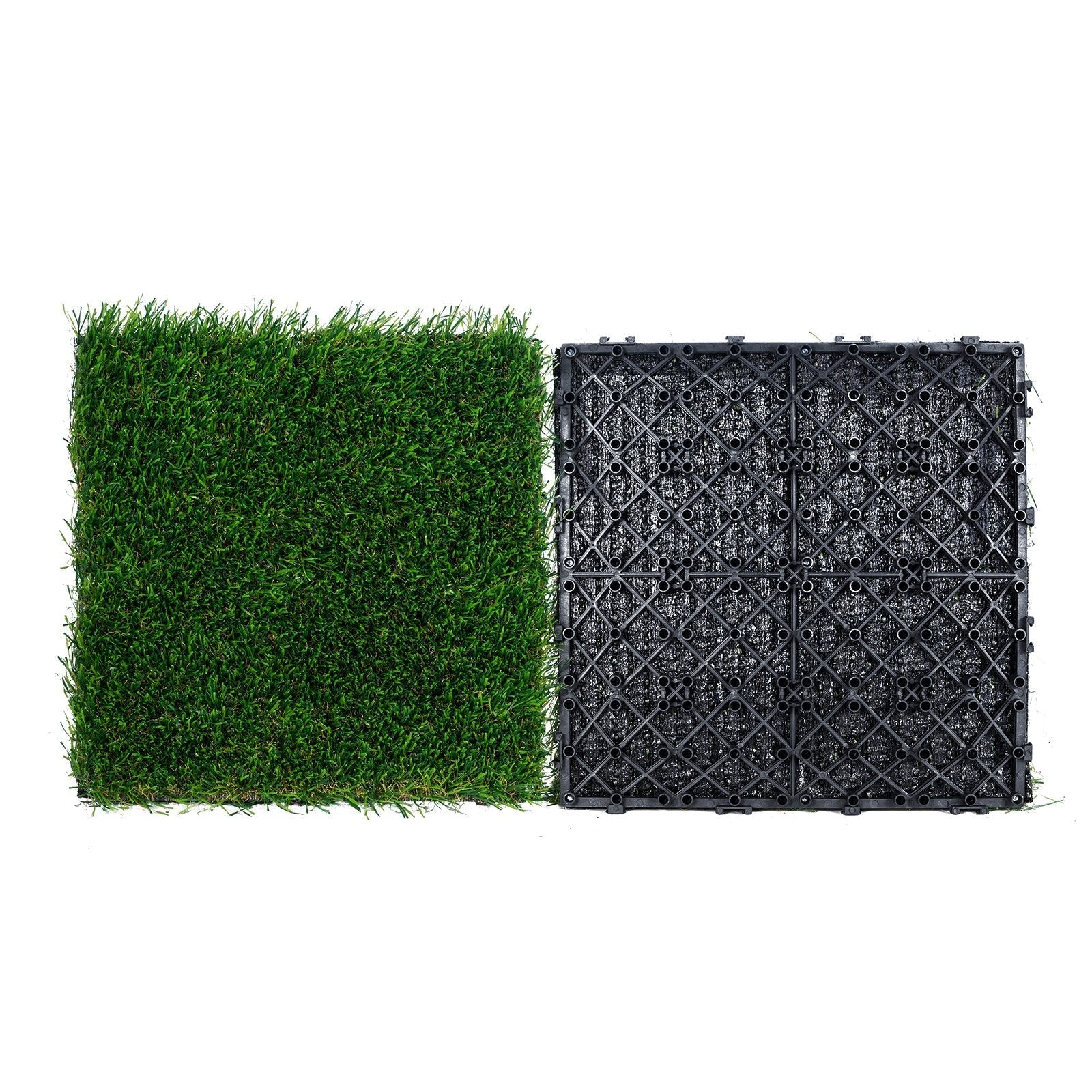 VEVOR Artifical Grass Tiles Interlocking Turf Deck Set, 9 Pack - 12