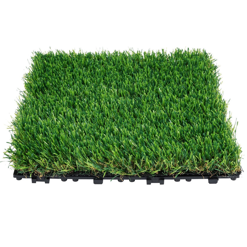VEVOR Artifical Grass Tiles Interlocking Turf Deck Set, 9 Pack - 12