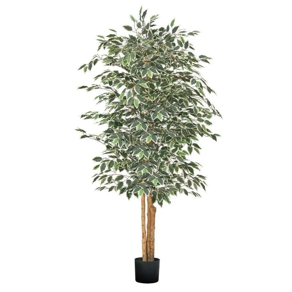 6FT Artificial Ficus Tree with Black Pot – Realistic Faux Indoor Decorative Plant for Home & Office
