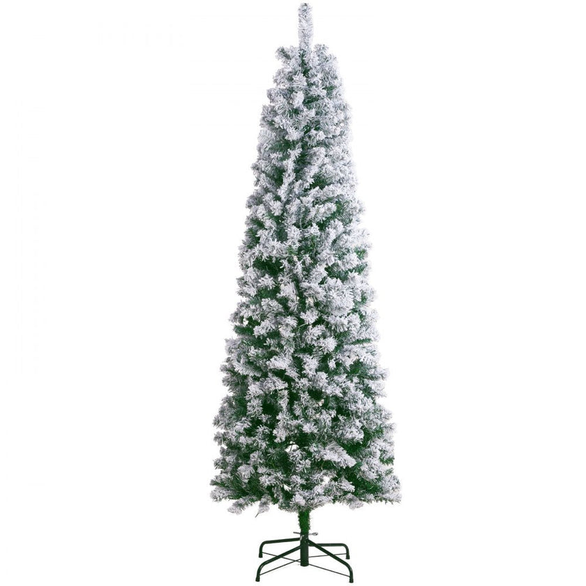 VEVOR Christmas Tree 6.5ft Prelit Flocked Xmas Tree with 250 LED Lights 814 Tips