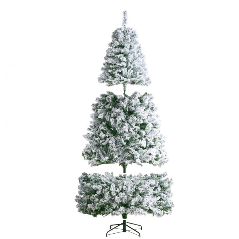 VEVOR Christmas Tree 7.5ft Prelit Flocked Xmas Tree with 550 LED Lights 1346 Tip