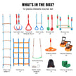 VEVOR Ninja Warrior Obstacle Course for Kids, 2 x 50 ft Weatherproof Slacklines, 500lbs Weight Capacity Monkey Line, Outdoor Playset Equipment, Backyard Toys Training Equipment Set with 12 Obstacles
