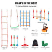 VEVOR Ninja Warrior Obstacle Course for Kids, 2 x 50 ft Weatherproof Slacklines, 500lbs Weight Capacity Monkey Line, Outdoor Playset Equipment, Backyard Toys Training Equipment Set with 10 Obstacles