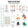 VEVOR Ninja Warrior Obstacle Course for Kids, 2 x 56 ft Weatherproof Slacklines, 500lbs Weight Capacity Monkey Line, Outdoor Playset Equipment, Backyard Toys Training Equipment Set with 12 Obstacles