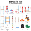 VEVOR Ninja Warrior Obstacle Course for Kids, 2 x 60 ft Weatherproof Slacklines, 500lbs Weight Capacity Monkey Line, Outdoor Playset Equipment, Backyard Toys Training Equipment Set with 14 Obstacles