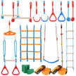 VEVOR Ninja Warrior Obstacle Course for Kids, 2 x 60 ft Weatherproof Slacklines, 500lbs Weight Capacity Monkey Line, Outdoor Playset Equipment, Backyard Toys Training Equipment Set with 14 Obstacles