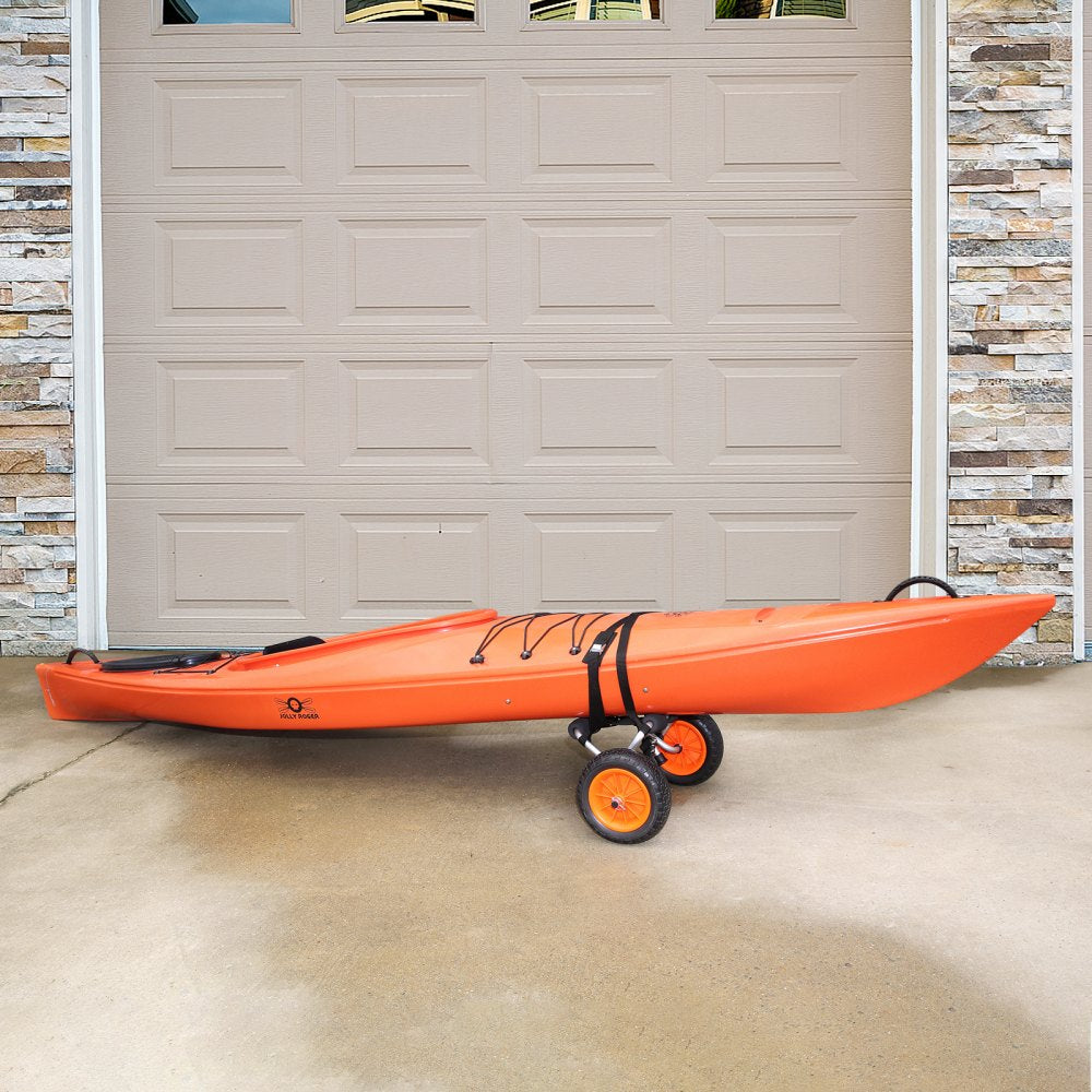 VEVOR Heavy Duty Kayak Cart, 250lbs Load Capacity, Foldable Canoe Trolley Cart with 10'' Solid Tires, Nonslip Support Foot & Tie-Down Strap, for Kayaks Canoes Paddleboards Float Mats Jon Boats