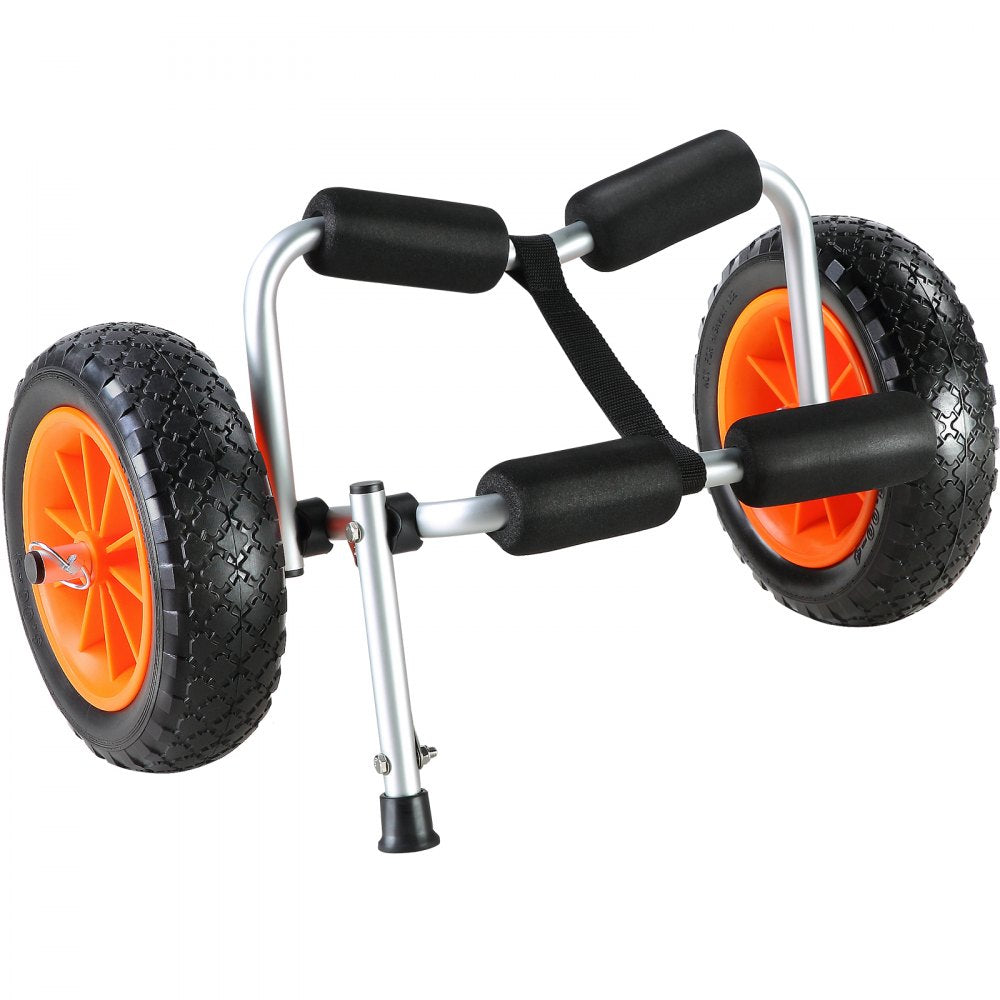 VEVOR Heavy Duty Kayak Cart, 250lbs Load Capacity, Foldable Canoe Trolley Cart with 10'' Solid Tires, Nonslip Support Foot & Tie-Down Strap, for Kayaks Canoes Paddleboards Float Mats Jon Boats
