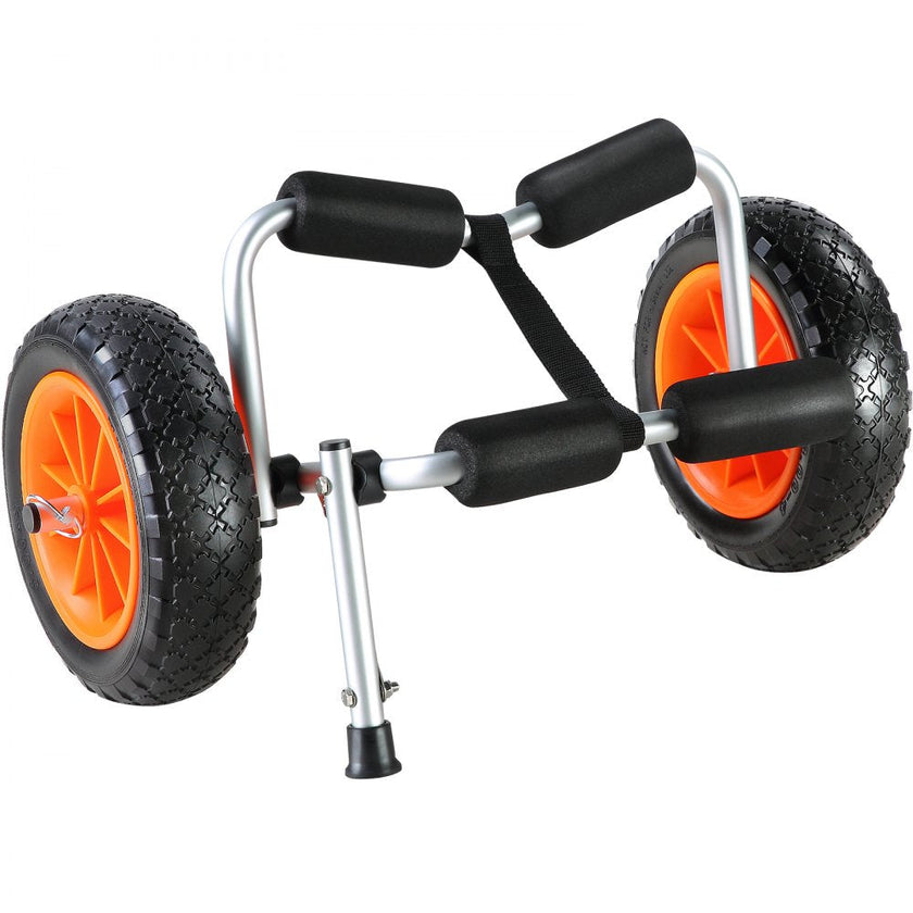 VEVOR Heavy Duty Kayak Cart, 250lbs Load Capacity, Foldable Canoe Trolley Cart with 10'' Solid Tires, Nonslip Support Foot & Tie-Down Strap, for Kayaks Canoes Paddleboards Float Mats Jon Boats
