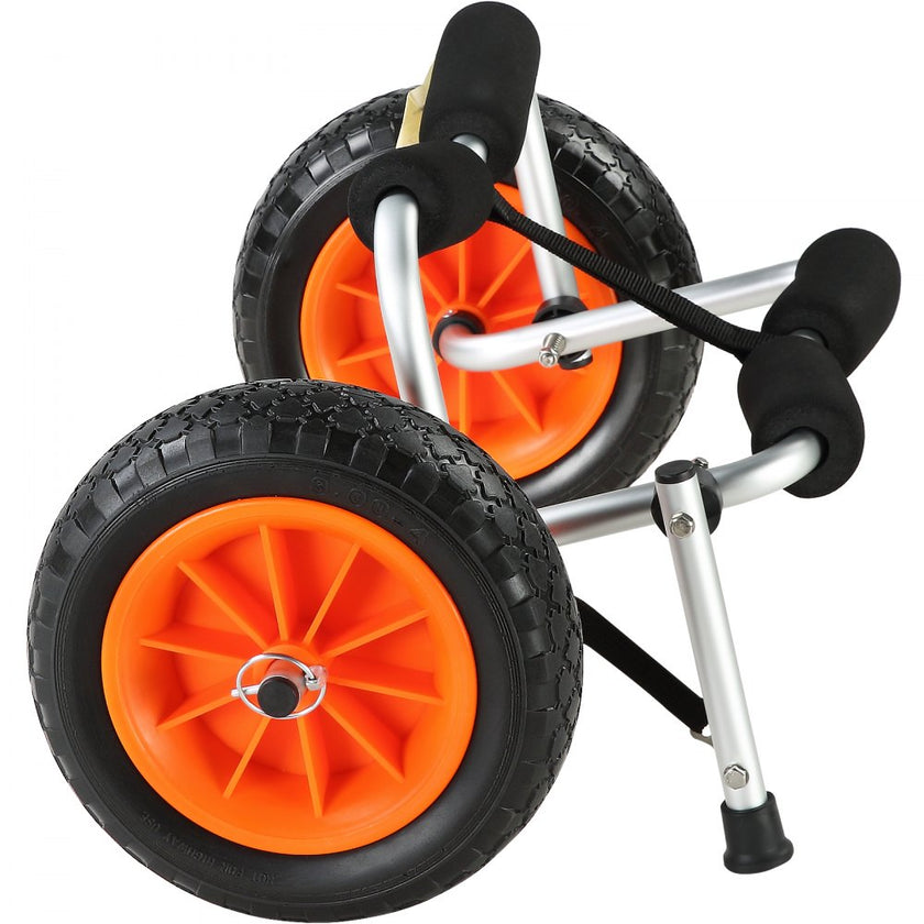 VEVOR Heavy Duty Kayak Cart, 250lbs Load Capacity, Foldable Canoe Trolley Cart with 10'' Solid Tires, Nonslip Support Foot & Tie-Down Strap, for Kayaks Canoes Paddleboards Float Mats Jon Boats