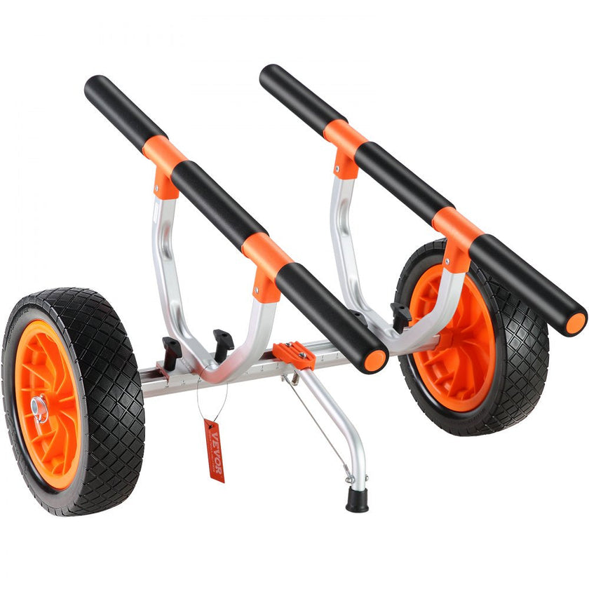 VEVOR Heavy Duty Kayak Cart, 450lbs Load Capacity, Detachable Canoe Trolley Cart with 12'' Solid Tires, Adjustable Width & Nonslip Support Foot, for Kayaks Canoes Paddleboards Float Mats Jon Boats