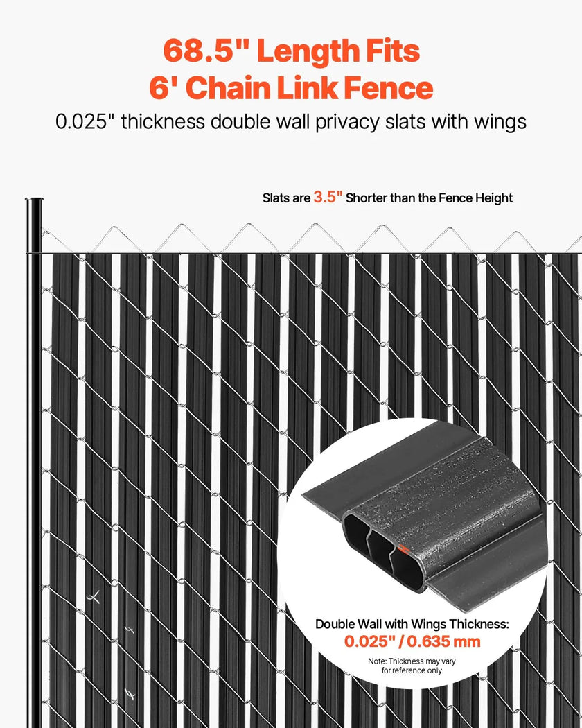 VEVOR Chain Link Fence Privacy Slats Double-Wall with Wings for 6' High Fence