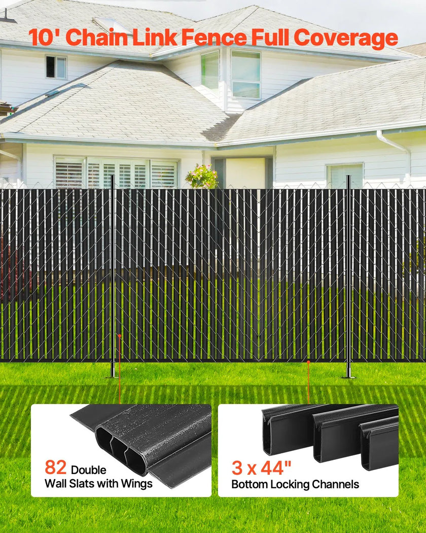 VEVOR Chain Link Fence Privacy Slats Double-Wall with Wings for 6' High Fence