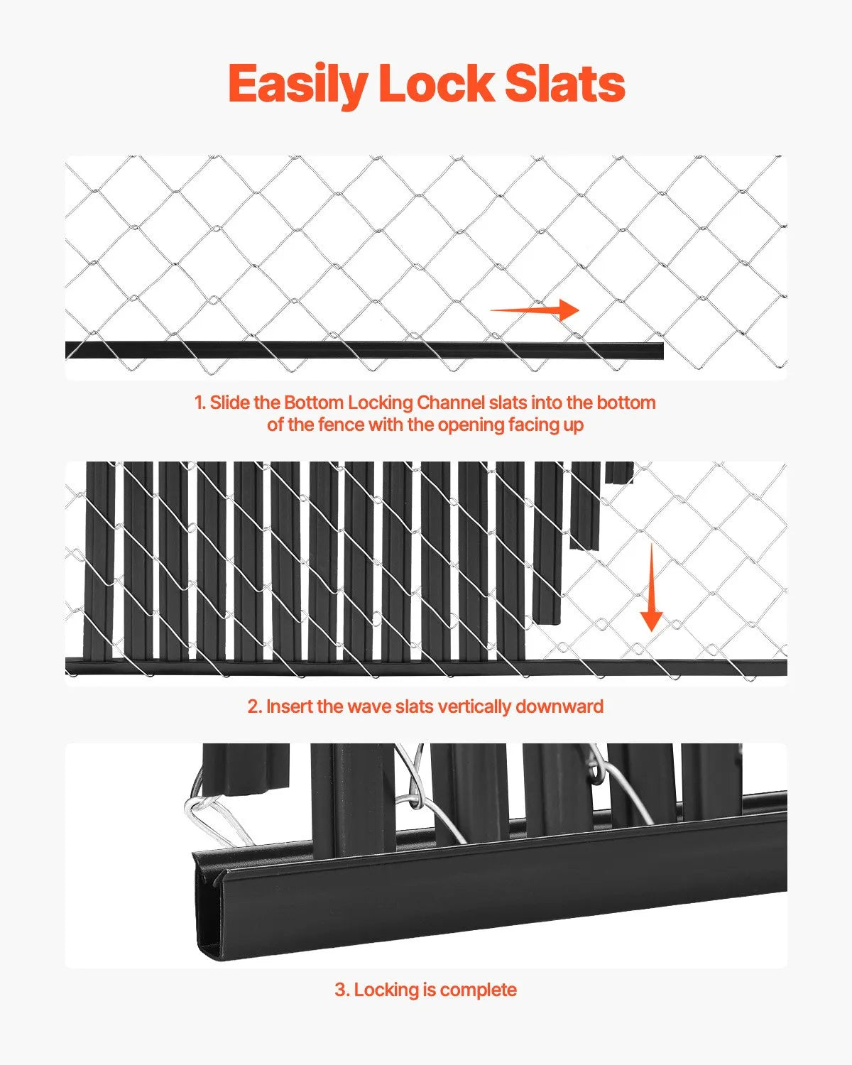 VEVOR Chain Link Fence Privacy Slats Double-Wall with Wings for 6' High Fence