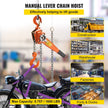 VEVOR Lever Chain Hoist, 0.75Ton 1650lbs Capacity Ratchet Puller with 10FT Max. Lifting Height, Come Along 2 Heavy Duty Steel Hooks, Manual Handling Tool for Cargo Moving in Construction, Warehouse