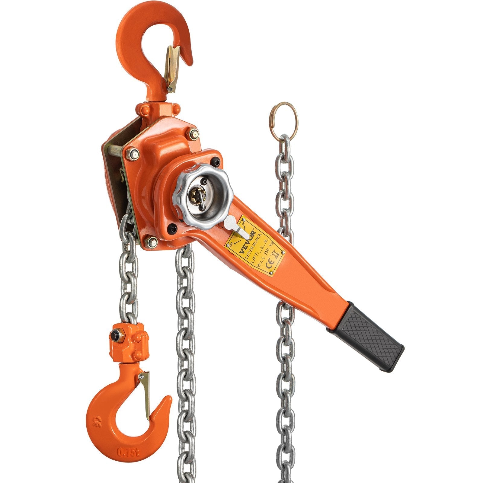 VEVOR Lever Chain Hoist, 0.75Ton 1650lbs Capacity Ratchet Puller with 10FT Max. Lifting Height, Come Along 2 Heavy Duty Steel Hooks, Manual Handling Tool for Cargo Moving in Construction, Warehouse