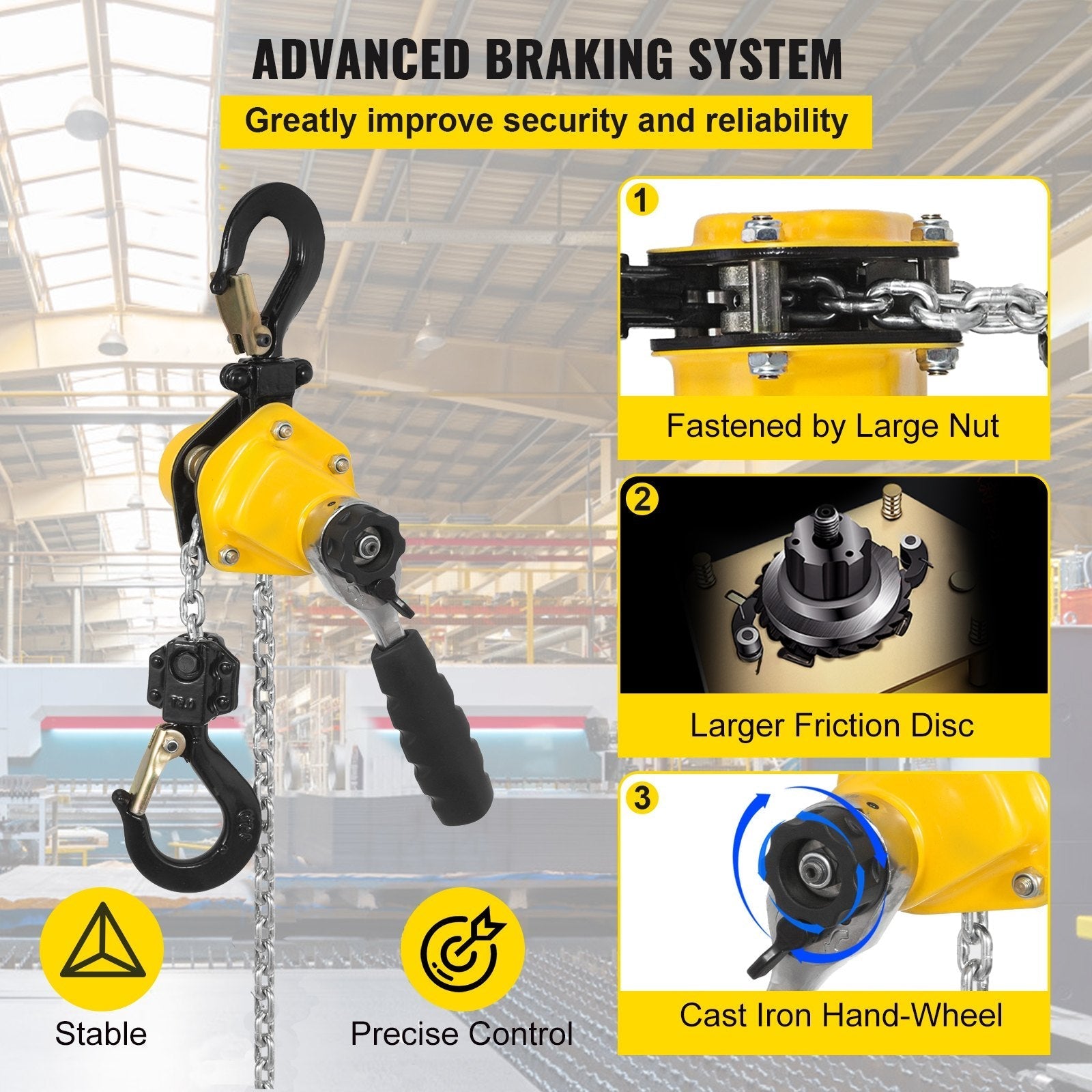 VEVOR 0.5T Lever Block Chain Hoist 3M 10Ft Chain Hoist Alloy Steel G80 Chain Ratchet Lever Hoist with Hook (0.5T 10 Ft)
