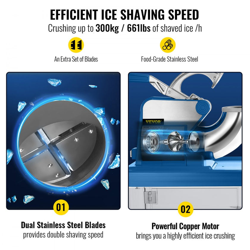 Commercial Snow Cone Machine Ice Shaver Ice Crusher Ice Blender Dual Blades Etl