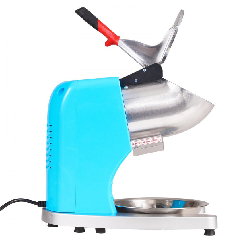 VEVOR Ice Crushers Machine, 220lbs Per Hour Electric Snow Cone Maker with 4 Blades, Stainless Steel Shaved Ice Machine with Cover and Bowl, 300W Ice Shaver Machine for Home and Commercial Use, Blue