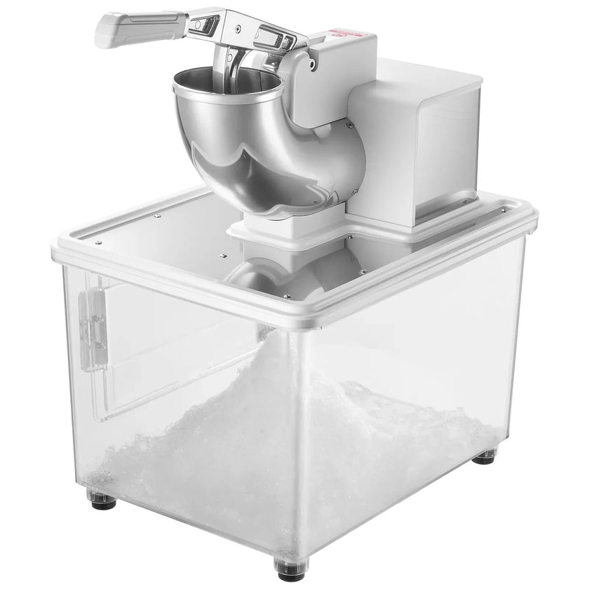 VEVOR Commercial Ice Crusher 661LBS/H, 350W Electric Snow Cone Machine with 4 Blades, 1400RPM Stainless Steel Shaved Ice Machine with 11 Gal Crushed-Ice Box, for Family Restaurants Bars, White