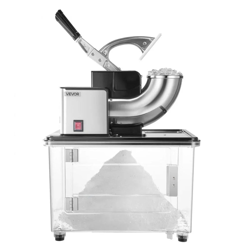 VEVOR Commercial Ice Crusher 661LBS/H, 350W Electric Snow Cone Machine with 4 Blades, 2000RPM Stainless Steel Shaved Ice Machine with 11 Gal Crushed-Ice Box, for Family Restaurants Bars, Black