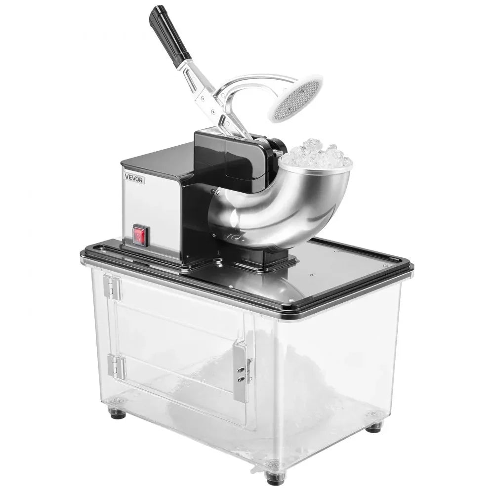 VEVOR Commercial Ice Crusher 661LBS/H, 350W Electric Snow Cone Machine with 4 Blades, 2000RPM Stainless Steel Shaved Ice Machine with 11 Gal Crushed-Ice Box, for Family Restaurants Bars, Black