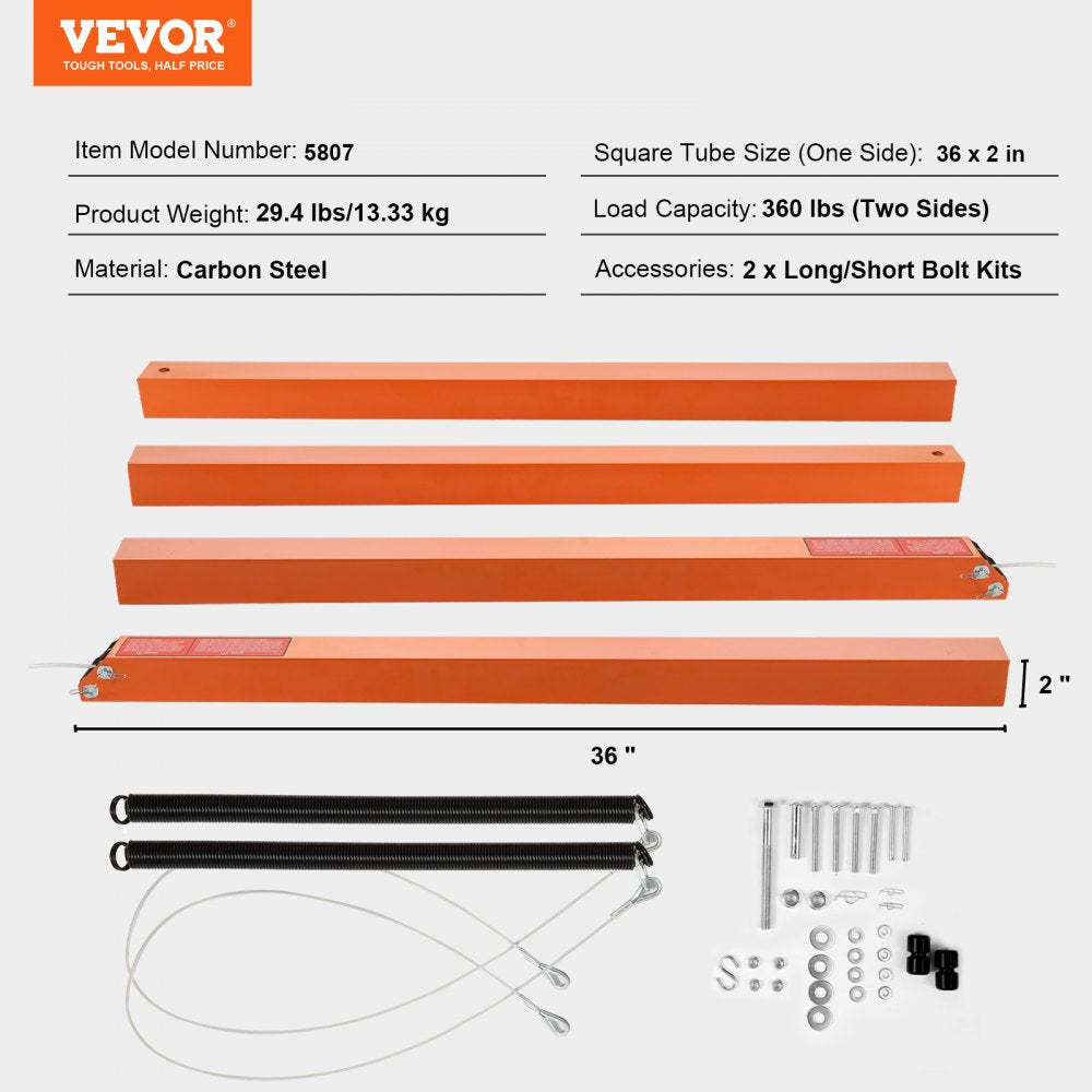 VEVOR 2-Sided Trailer Tailgate Lift Assist, 360 lbs Load Capacity, Compatible with Open Utility Trailer Tailgate and Ramp, with 10 to 24 Inch Heights Side Rail and 4 to 6 Feet Height Tail Gate or Ramp