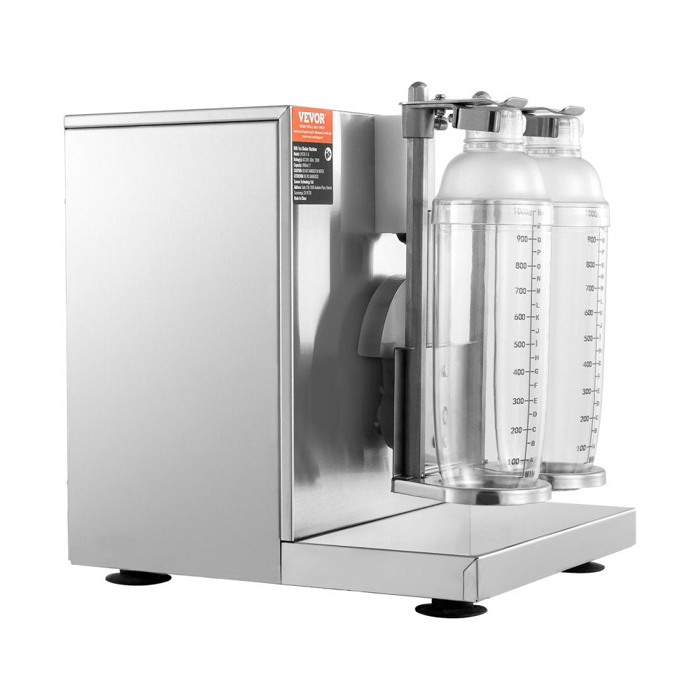 VEVOR Milkshake Maker Machine, 120W Commercial Milk Tea Shaker Machine, Double Head Milk Shake Mixer Machine, 0-180s Adjustable Milkshake Blender, with 1 L PC Cup, for Milk Tea Store
